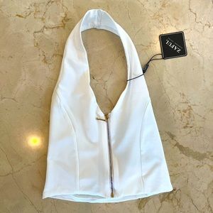 Zip up halter top